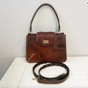 Calyse Hadley Handmade Leather Equestrian Saddle Bag Top Handle Crossbody Bag